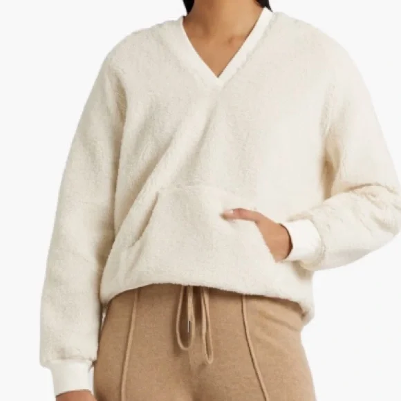 NILI LOTAN Marcello fleece hoodie pullover jacket natural xsmall - Picture 2 of 13